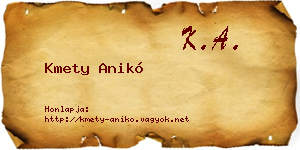 Kmety Anikó névjegykártya